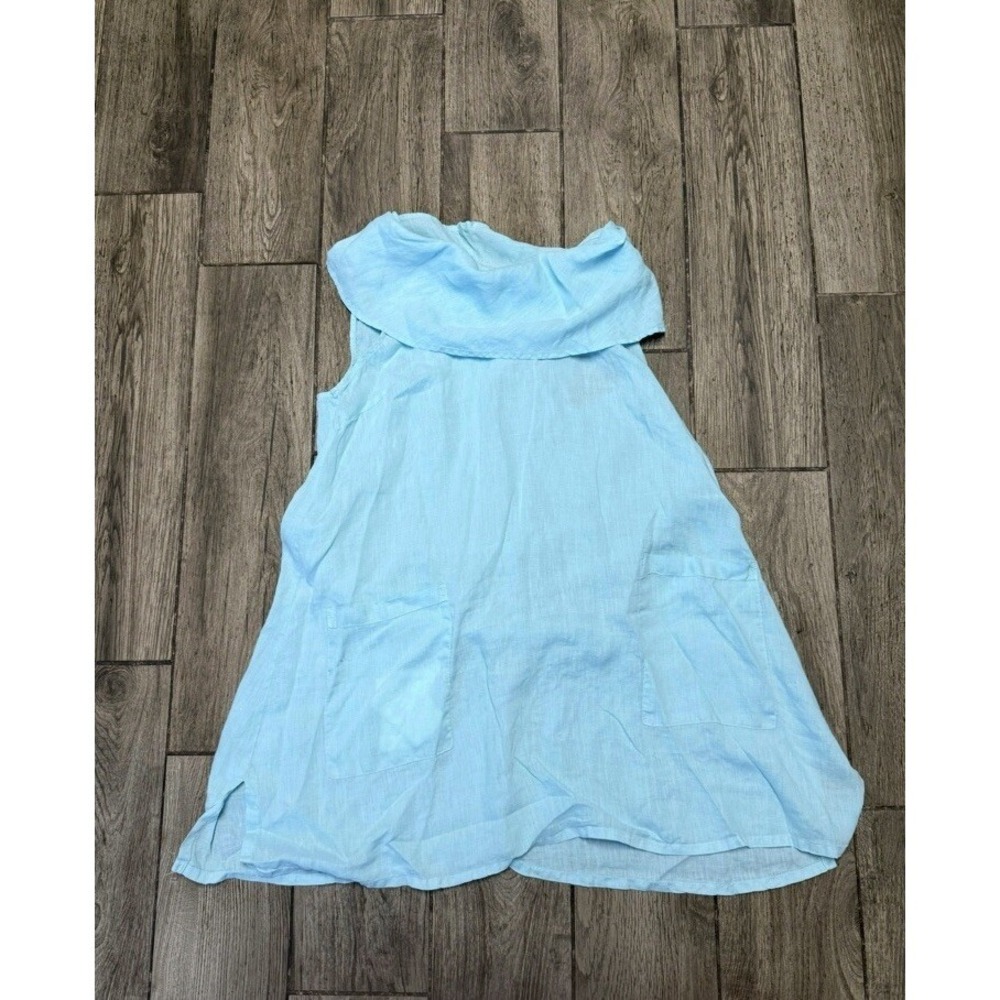 Vintage Match Point Dress Womens M Linen Blue Cute Summer Dress USA READ💫